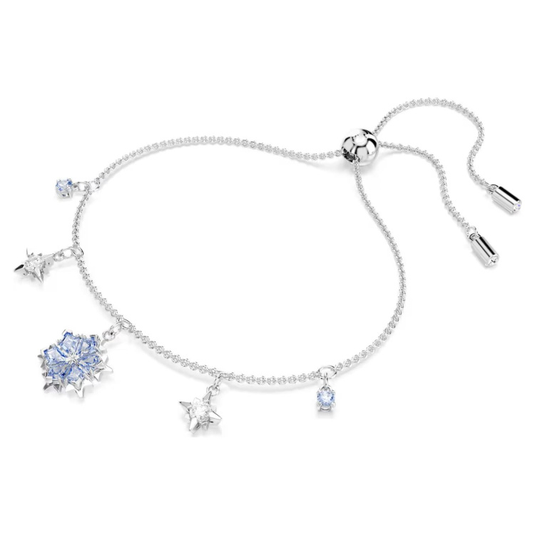 Magic bracelet Snowflake, Blue, Rhodium plated